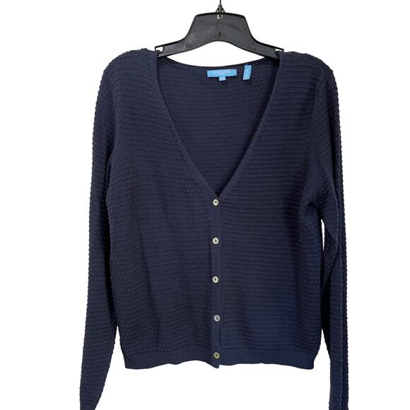 Draper James Cardigan Button Down Knit Navy Classic Preppy Sweater M - Picture 1 of 7